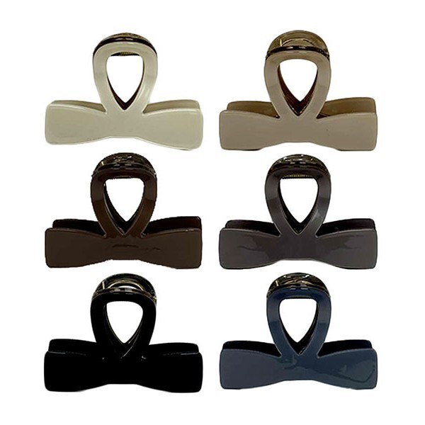 Round Set Κλάμερ Μαλλιών Κοκάλινο Μεγάλο 8cm Καφέ