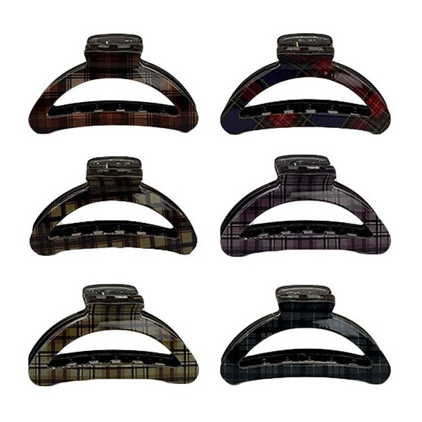 Half Moon Κλάμερ Κοκάλινο Μισοφέγγαρο Καρό 9cm Καφέ