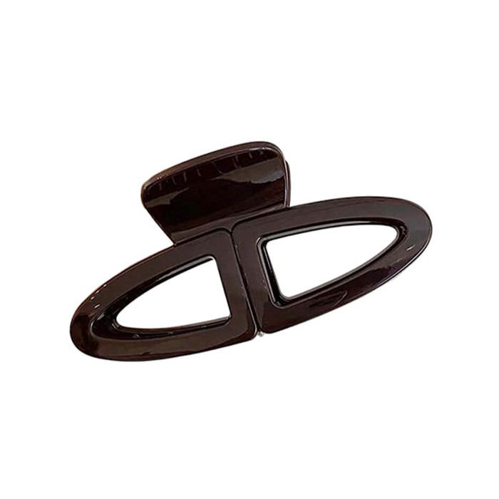 Hair Claw Κλάμερ Μαλλιών Κοκάλινο Οβάλ Μεγάλο Σκούρο Καφέ 12cm