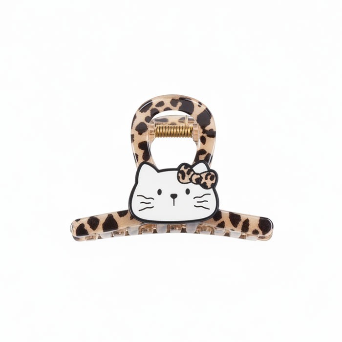 Leopard Hello Kitty Κλάμερ Μαλλιών Κοκάλινο Λεοπάρ 8cm