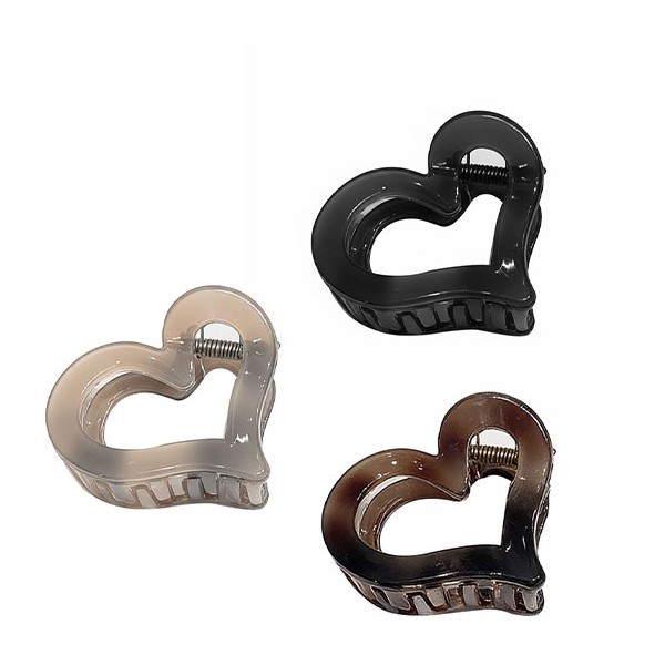 Little Heart Κλάμερ Μαλλιών Κοκάλινη Καρδιά 6cm Καφέ