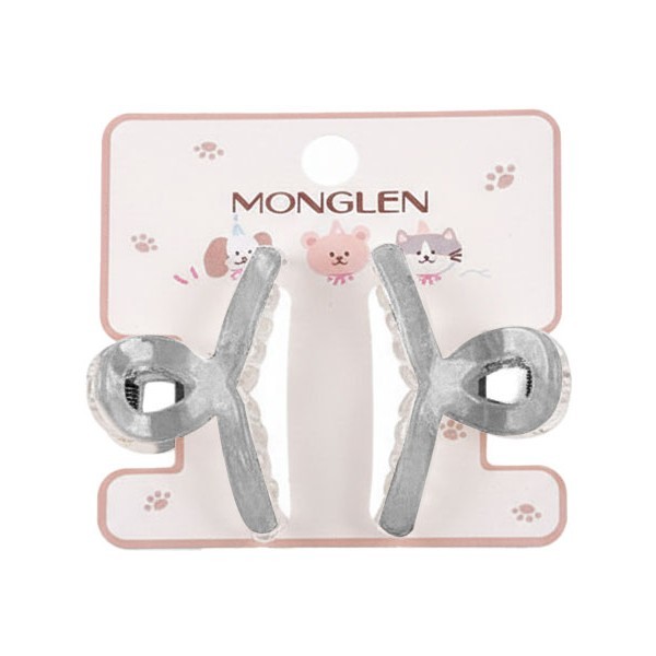 Elegant Hair Claw Κομψό Κλάμερ Μαλλιών Κοκάλινο 5cm Σετ 2 Τεμάχια Μπεζ