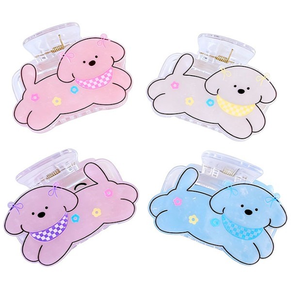 Puppy Clip Κλάμερ Μαλλιών Κουτάβι Λευκό Κοκάλινο 6,5cm