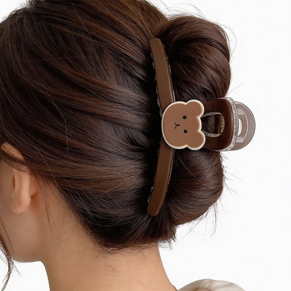 Little Bear Clip Κλάμερ Μαλλιών Αρκουδάκια Σκούρο-Καφέ Κοκάλινο 11cm