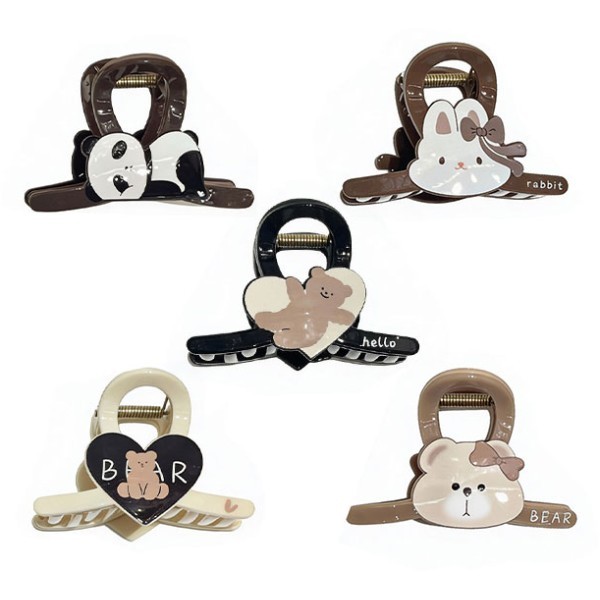 Zoo Κλάμερ Μαλλιών Μπεζ Καρδιά Κοκάλινο 10,5cm