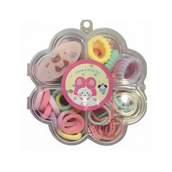 Flower Box Κουτάκι Χρωματιστά  Λαστιχάκια Μαλλιών Σετ 48 Τεμάχια