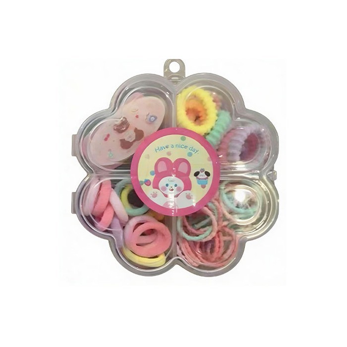 Flower Box Κουτάκι Χρωματιστά  Λαστιχάκια Μαλλιών Σετ 48 Τεμάχια