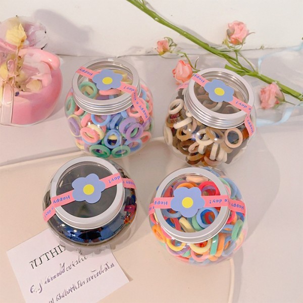 Mini Flower Μικρό Βαζάκι Με Λαστιχάκια Για Μαλλιά Σετ 140 Τεμάχια Ροζ