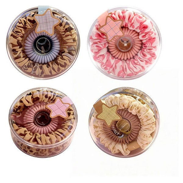 Fashion Κουτάκι Πολύχρωμα Λαστιχάκια Μαλλιων Σετ 8 Τεμάχια Μωβ Αστέρι