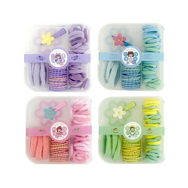 Accessory Box Flower Κουτάκι Σετ 54τεμ Μικρά Αξεσουάρ Μαλλιών  Μωβ