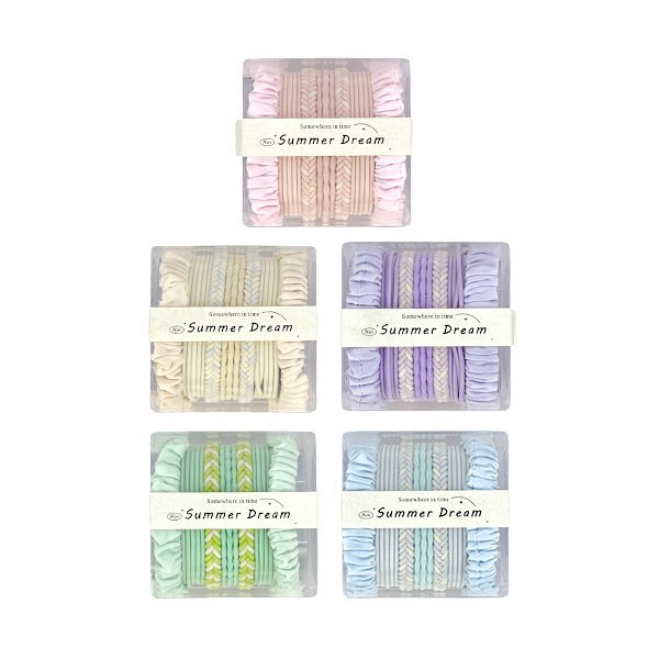 Pastel Set Λαστιχάκια Μαλλιών Σε Παστέλ Χρώματα Σετ 7 Τεμαχίων Μπλε