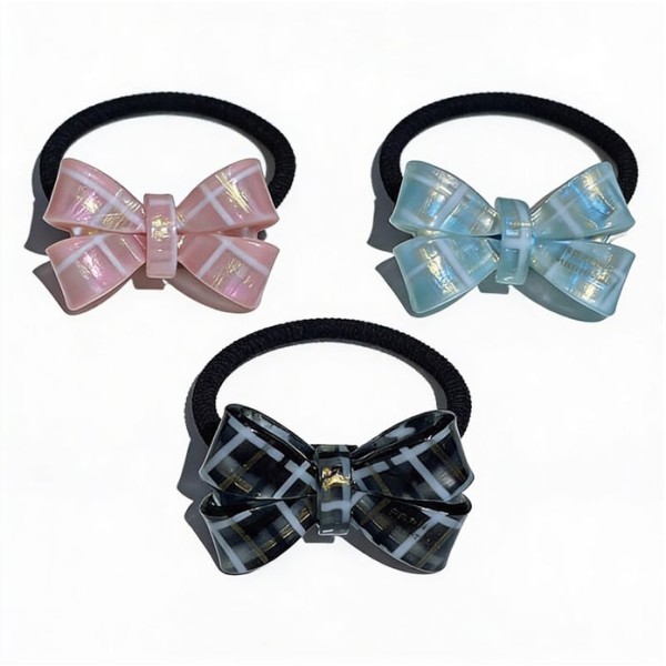 Plaid Bow Λαστιχάκι Μαλλιών Με Κοκάλινο Καρό Φιογκάκι Μαύρο