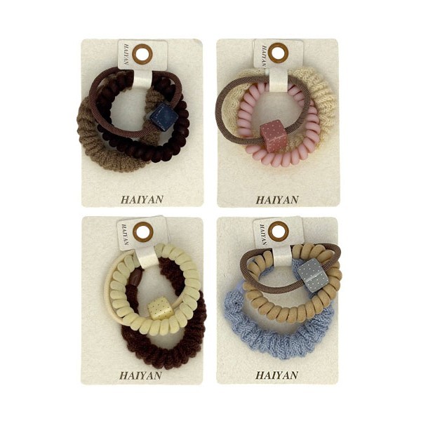 HAIYAN Velvet Bead Παιδικά Βελούδινα Λαστιχάκια Με Χάντρες Κυβάκια Ροζ