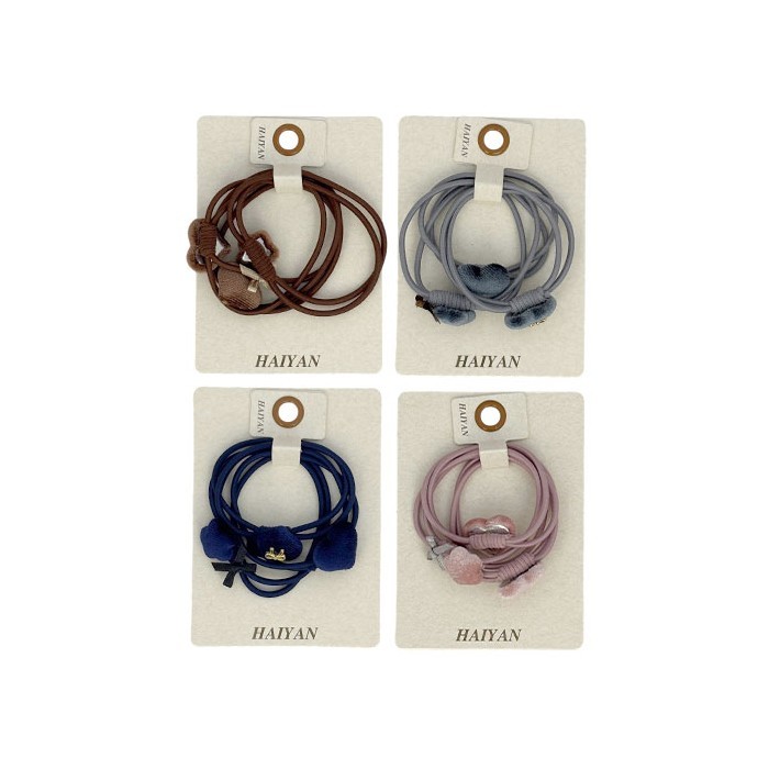 HAIYAN Velvet Hearts Παιδικά Βελούδινα Λαστιχάκια Με Χάντρες Καρδούλες