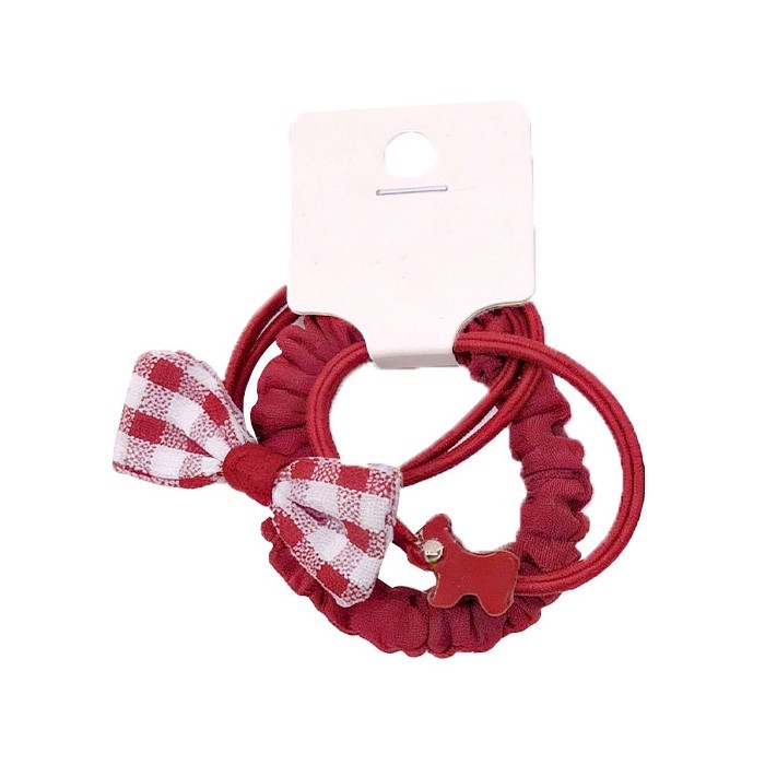 HAIYAN Check Bow Λαστιχάκια Μαλλιών Καρό Φιογκάκι
