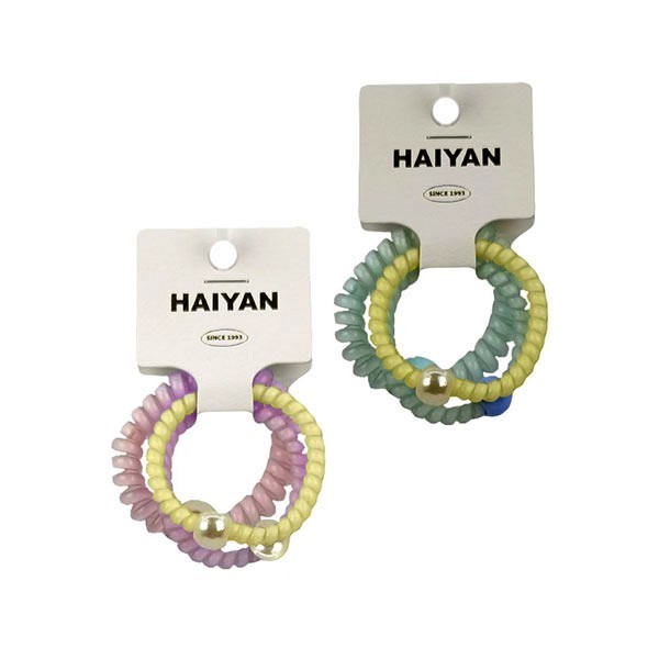 HAIYAN Hair Decoration Σετ 3τεμ  Παιδικά Λαστιχάκια Μαλλιών Γαλάζιο