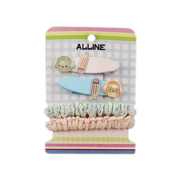 ALLINE Lil Clip & Tie Τσιμπιδάκια Και Λαστιχάκια Μαλλιών Ροζ-Φλοράλ