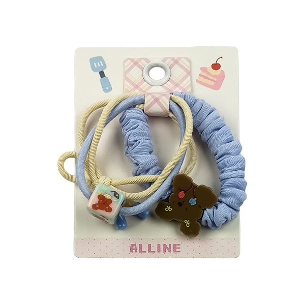 ALLINE Teddy Bear Λαστιχάκια Μαλλιών Με Χάντρες Μπλε