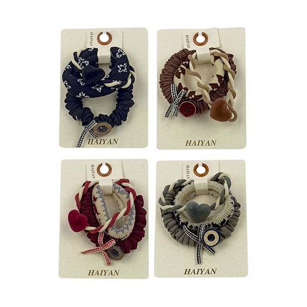 HAIYAN Velvet Παιδικά Λαστιχάκια Με Χάντρες Κόκκινο