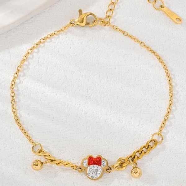 Minnie Παιδικό Βραχιόλι Χρυσό Με Λευκά Διαμαντάκια