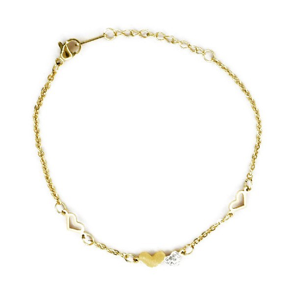 Heart Παιδικό Βραχιόλι Χρυσό Με Καρδούλες