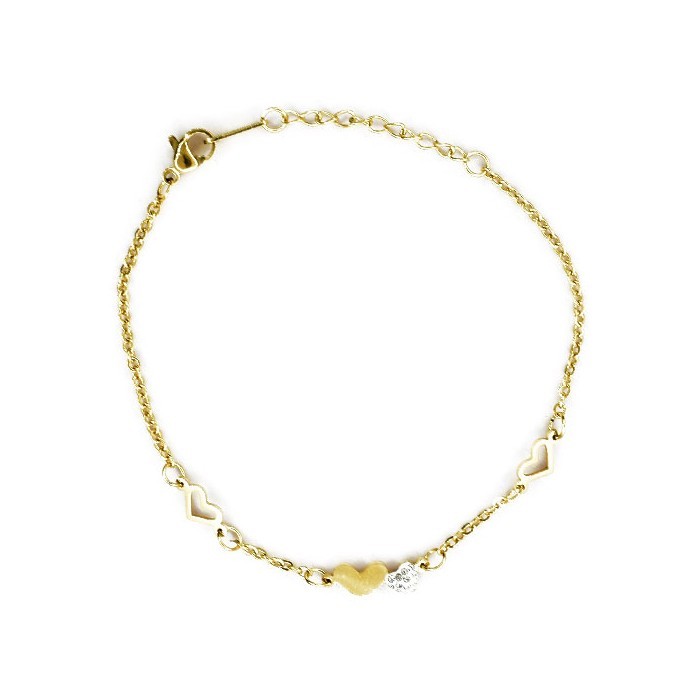Heart Παιδικό Βραχιόλι Χρυσό Με Καρδούλες