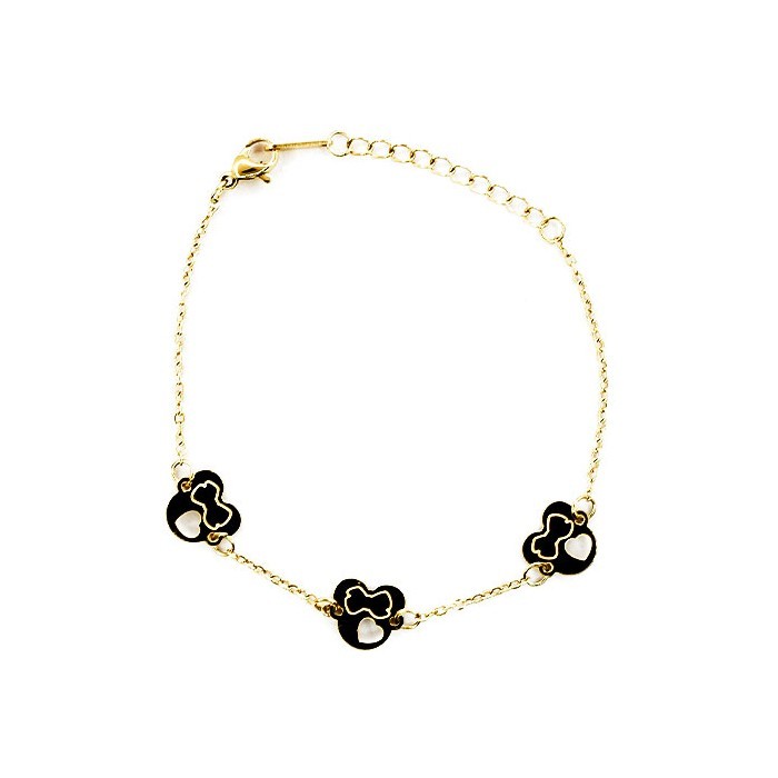 Minnie Παιδικό Βραχιόλι Χρυσό Με Μαύρα Φιογκάκια