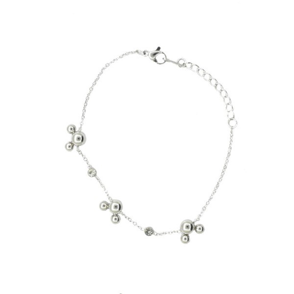 Hand Παιδικό Βραχιόλι Μίκι Ασημί Με Στρας