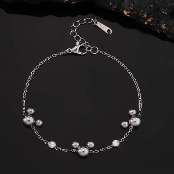 Hand Παιδικό Βραχιόλι Μίκι Ασημί Με Στρας