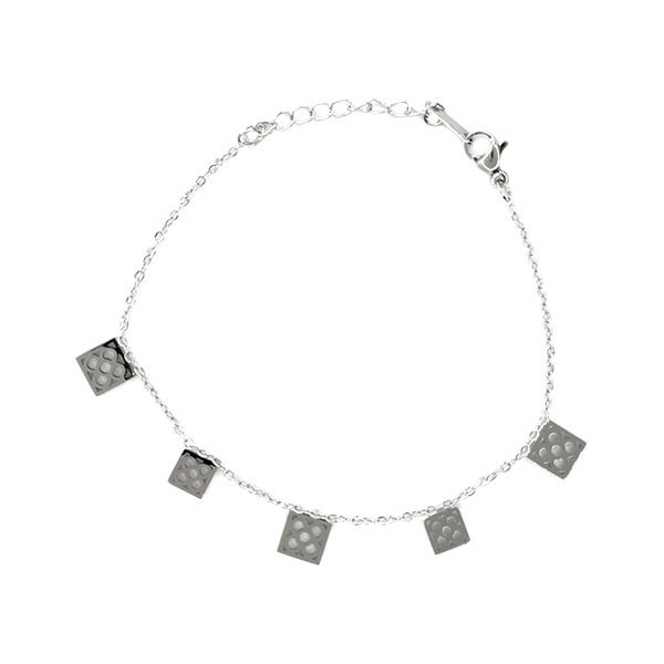 Square Παιδικό Βραχιόλι Με Τετράγωνα Στοιχεία Ασημί