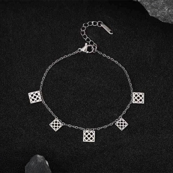 Square Παιδικό Βραχιόλι Με Τετράγωνα Στοιχεία Ασημί