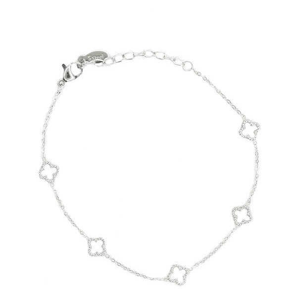 Flores Παιδικό Βραχιόλι Με Ασημί Λουλούδια