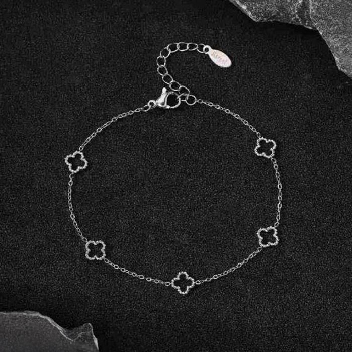 Flores Παιδικό Βραχιόλι Με Ασημί Λουλούδια