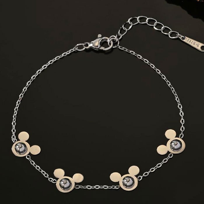 Minnie Bow Παιδικό Βραχιόλι Ασημί