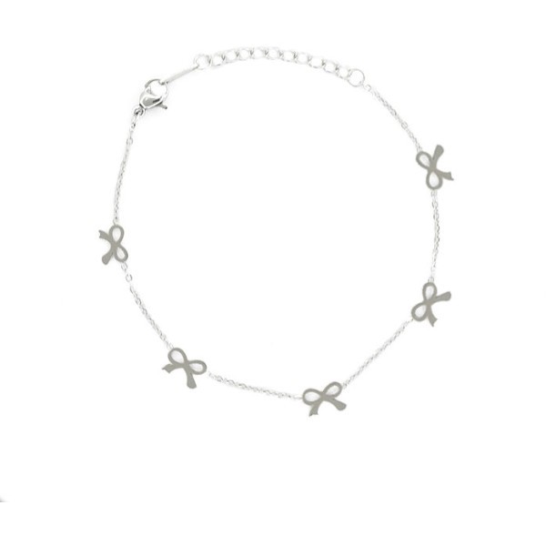 Beauty Παιδικό Βραχιόλι Με Ασημί Φιογκάκια