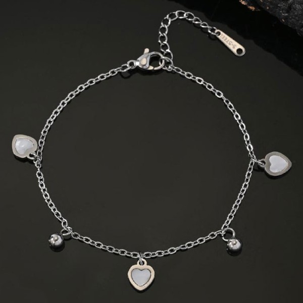 Loving Παιδικό Βραχιόλι Ασημί Με Λευκές Καρδίες 