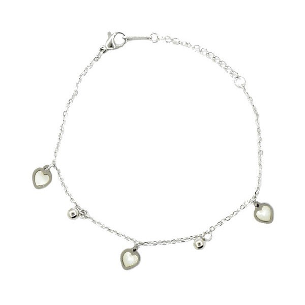 Loving Παιδικό Βραχιόλι Ασημί Με Λευκές Καρδίες 