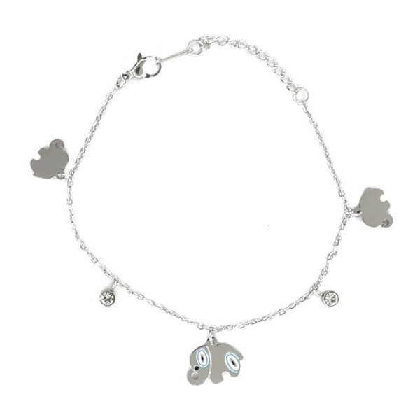 Elefant Παιδικό Βραχιόλι Ασημί Με Ελεφαντάκια 