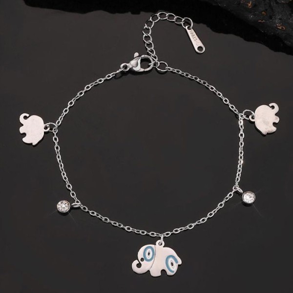 Elefant Παιδικό Βραχιόλι Ασημί Με Ελεφαντάκια 