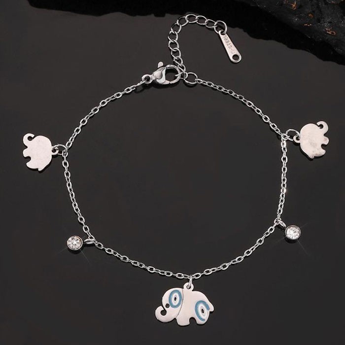 Elefant Παιδικό Βραχιόλι Ασημί Με Ελεφαντάκια 