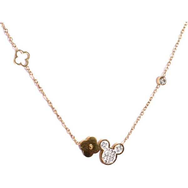 Minnie Παιδικό Κολιέ Αλυσίδας 45cm Χρυσό Με Λουλούδια