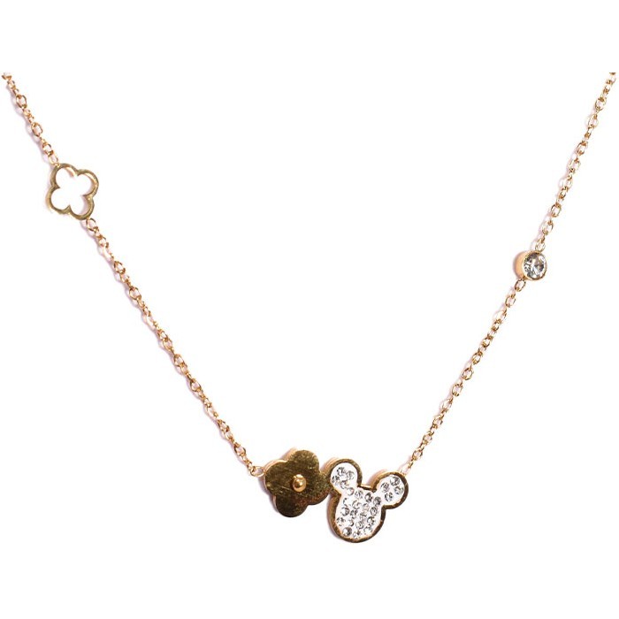 Minnie Παιδικό Κολιέ Αλυσίδας 45cm Χρυσό Με Λουλούδια