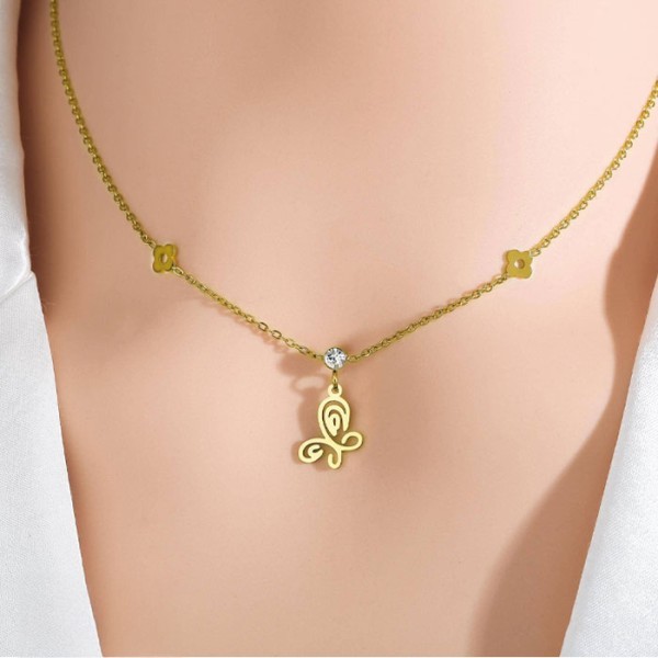 Fly Παιδικό Κολιέ Αλυσίδας 45cm Χρυσό Με Πεταλούδα