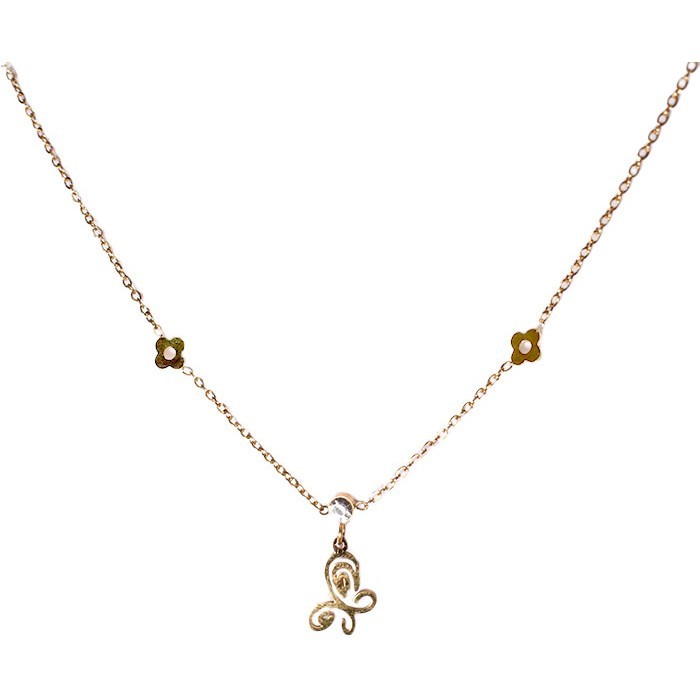 Fly Παιδικό Κολιέ Αλυσίδας 45cm Χρυσό Με Πεταλούδα