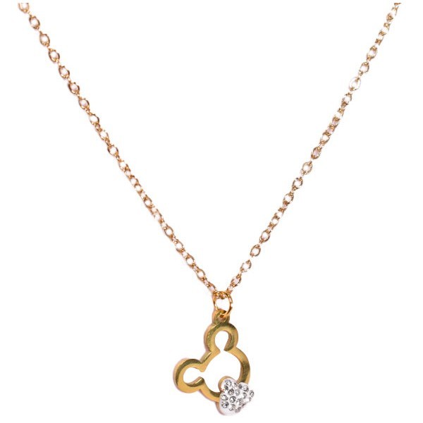 Mickey Fashion Παιδικό Κολιέ Αλυσίδας 45cm Χρυσό Με Λευκά Στρας
