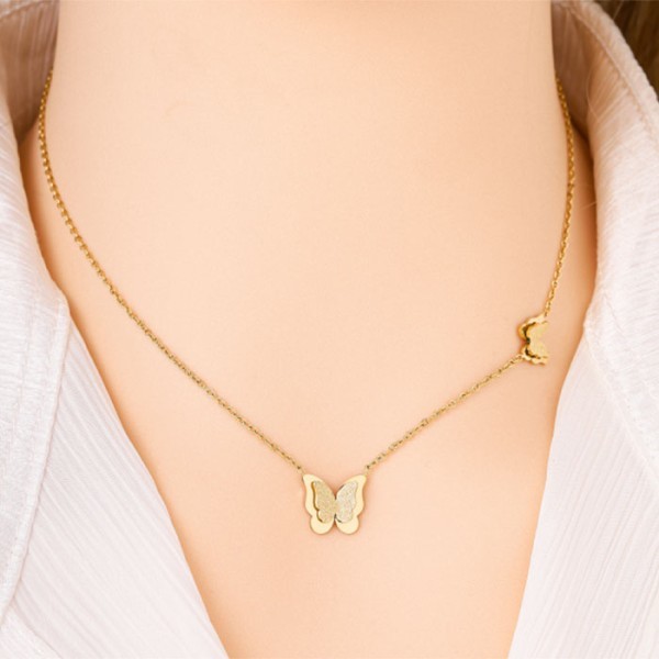 Gold Παιδικό Κολιέ Αλυσίδας 45cm Χρυσό Με Ανάγλυφες Πεταλούδες