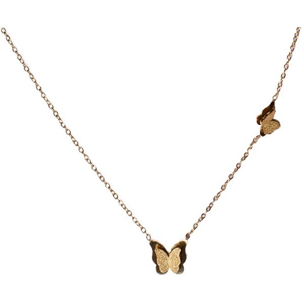 Gold Παιδικό Κολιέ Αλυσίδας 45cm Χρυσό Με Ανάγλυφες Πεταλούδες