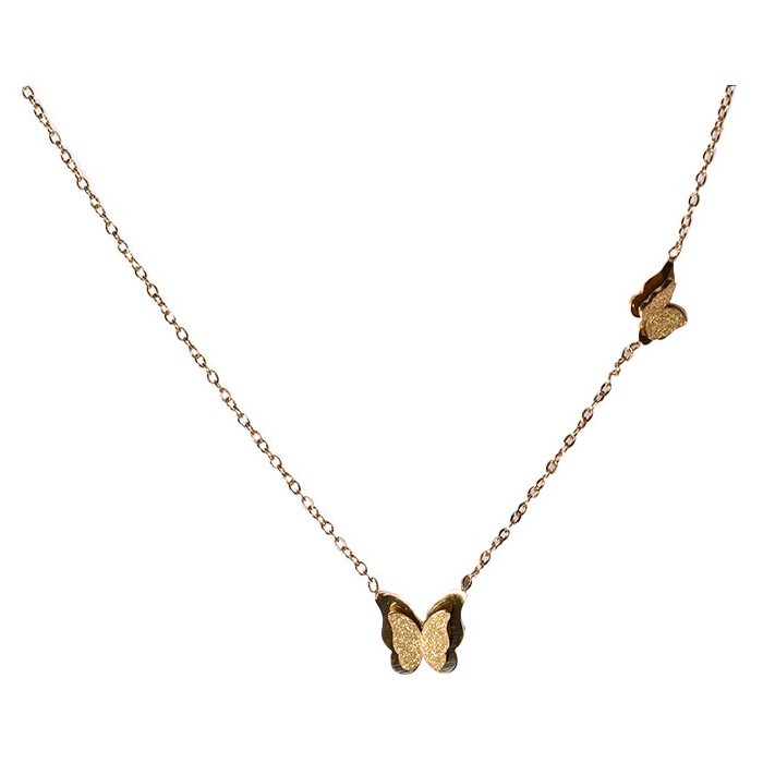 Gold Παιδικό Κολιέ Αλυσίδας 45cm Χρυσό Με Ανάγλυφες Πεταλούδες