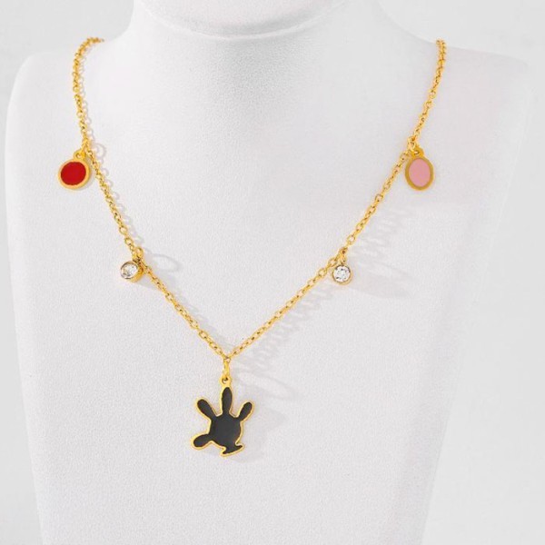 Mickey Glove Παιδικό Κολιέ Αλυσίδας 45cm Χρυσό Με Στρογγυλά Και Οβάλ Στοιχεία