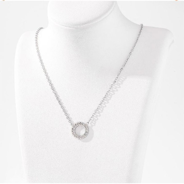 Round Παιδικό Κολιέ Αλυσίδας 45cm Ασημι Με Κρίκο Και Στρας